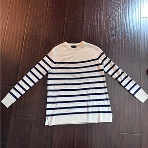 HATCH MATERNITY MERINO LONGSLEEVE SWEATER - IVORY/NAVY STRIPE